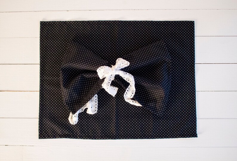Polka Dot Placemat Black White Cotton Place Mat Handmade Etsy