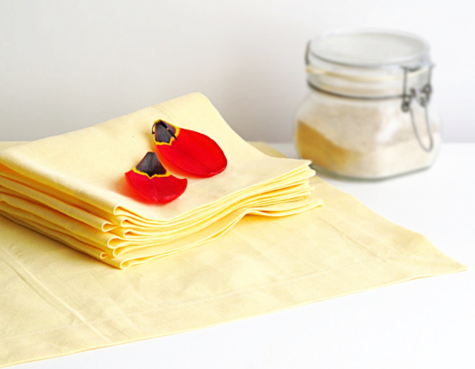 Light Yellow Linen Placemat, Handmade Table Linen, Linen Wedding Decor