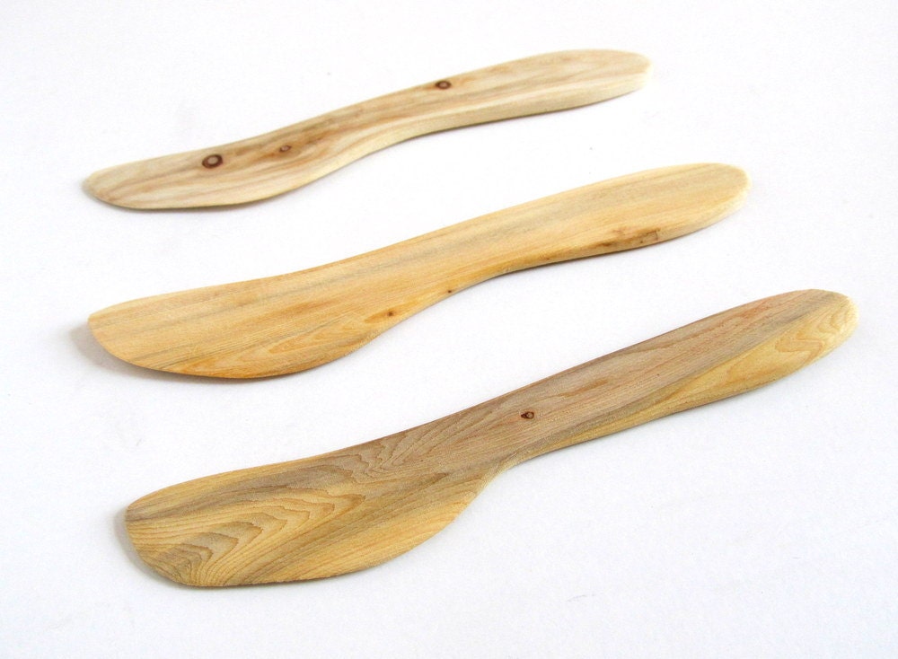 FREE SHIPPING Juniper Wood Butter Knives Set of 3 Rustic Etsy