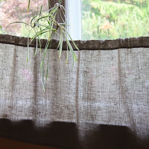 Natural Linen Cafe Curtain, Natural Kitchen Valance, Handmade Window Panel, Rustic Privacy Curtains, Cottage Decor