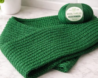 Hand Knitted Wool Scarf – Soft Warm Winter Scarf, Handmade Cozy Wool Neck Scarf, Natural Fiber Cold Weather Accessory