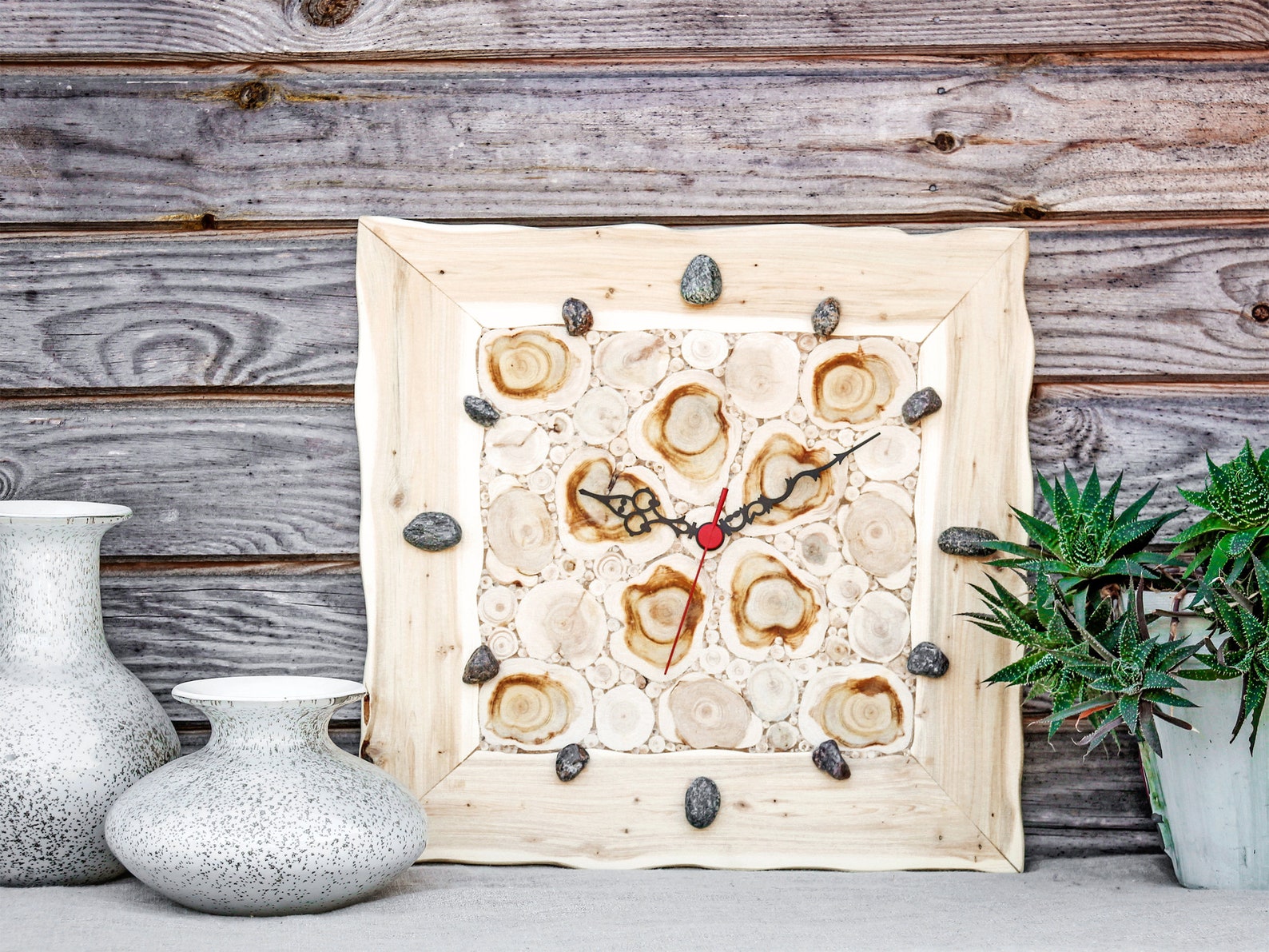 Juniper Wood Clock, Natural Handmade Wall Clock, Large Wooden Clock