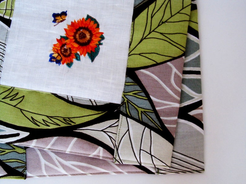 Embroidered Linen Pot Holders Set of 2 Natural Linen and Etsy