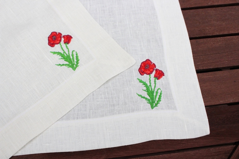 White Linen Embroidered Placemat Handmade Floral Linen Table Decor 100/% Pure Burlap Linen Wedding Decor Mitered Corners