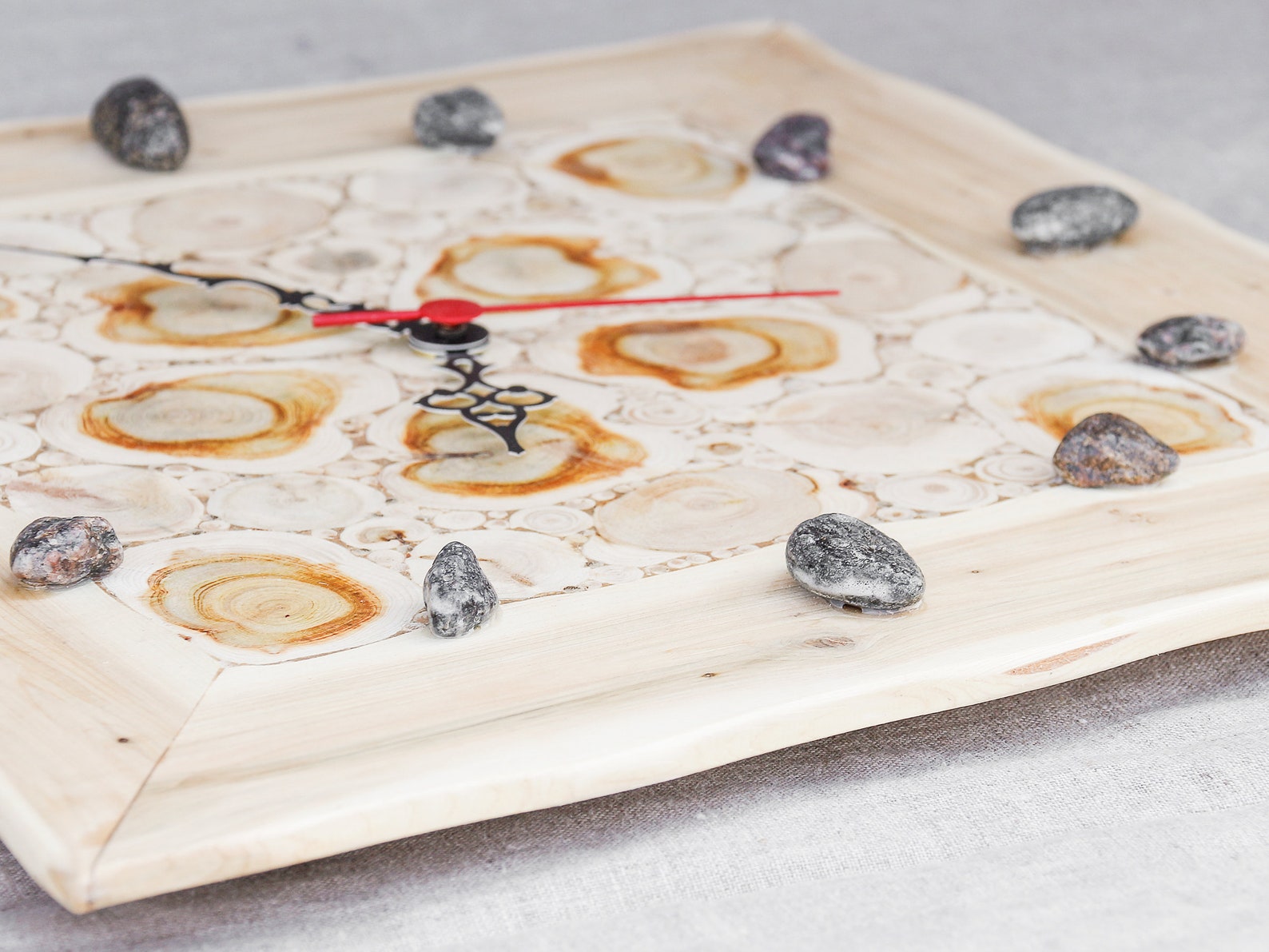 Juniper Wood Clock, Natural Handmade Wall Clock, Large Wooden Clock