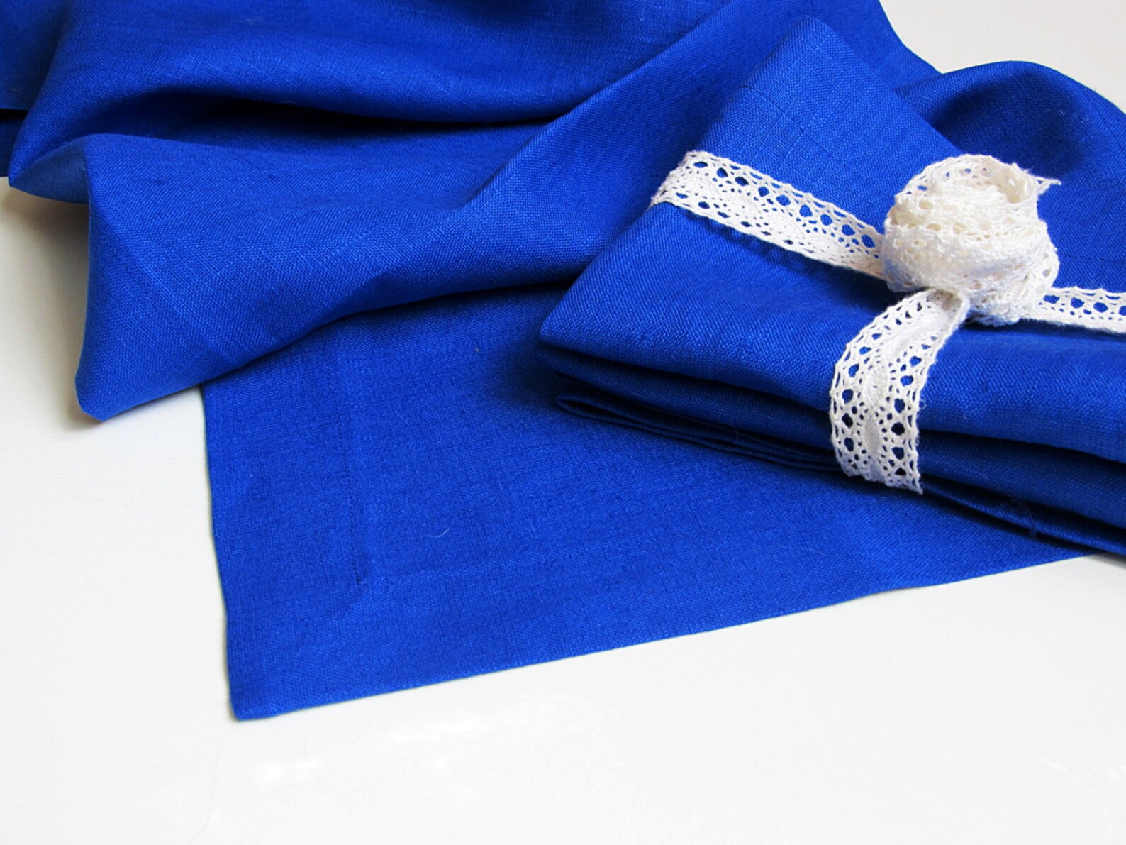 Blue Linen Table Runner Handmade Linen Table Cloth Wedding Etsy