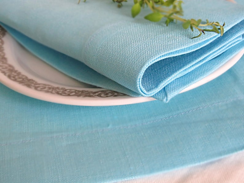 Light Blue Linen Placemat, Handmade Table Linen, Linen Wedding Decor