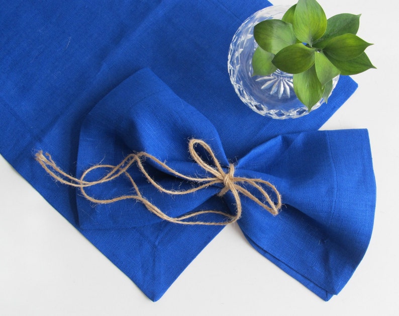 Blue Linen Placemat Handmade Table Linen Linen Wedding Etsy