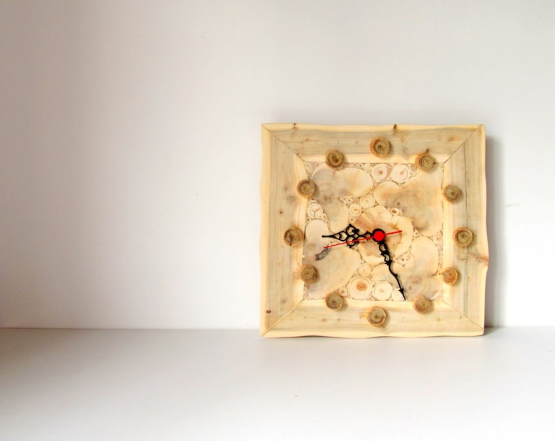 Juniper Wood Clock Natural Handmade Wall Clock Large Wooden Etsy