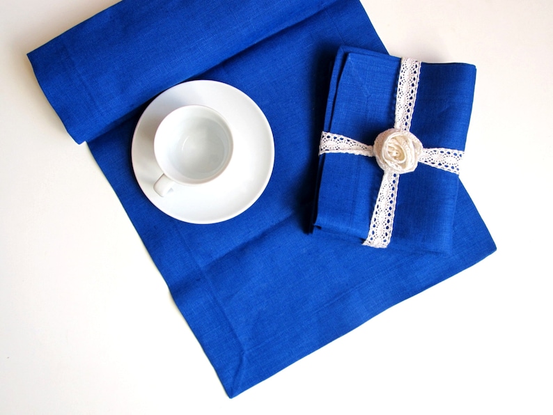 Blue Linen Table Runner Handmade Linen Table Cloth Wedding Etsy