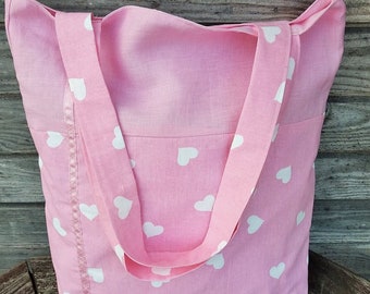 Pink Tote bag, Handmade tote bag, Tote bag canvas, Gift for her, Handmade bag, Shopping bag