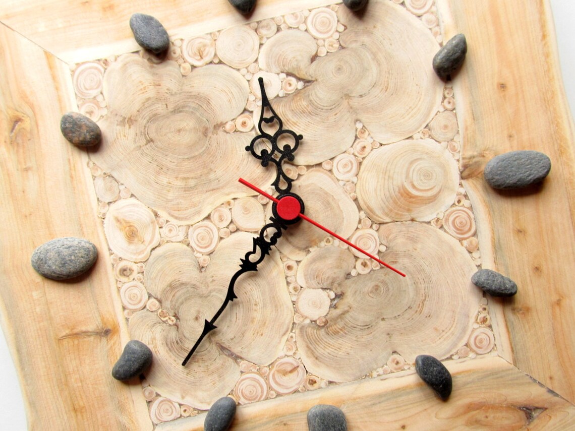 Juniper Wood Clock, Natural Handmade Wall Clock, Small Wooden Clock