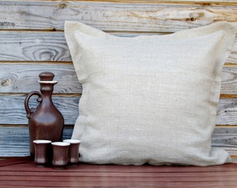 Grey Linen Pillow Cover, Throw Pillow 16x16 inch, Decorative Pillow, 100% Pure linen Shams, Handmade Customizable Cushion
