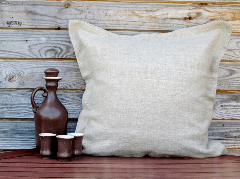 Grey Linen Pillow Cover, Throw Pillow 16x16 inch, Decorative Pillow, 100% Pure linen Shams, Handmade Customizable Cushion image 1