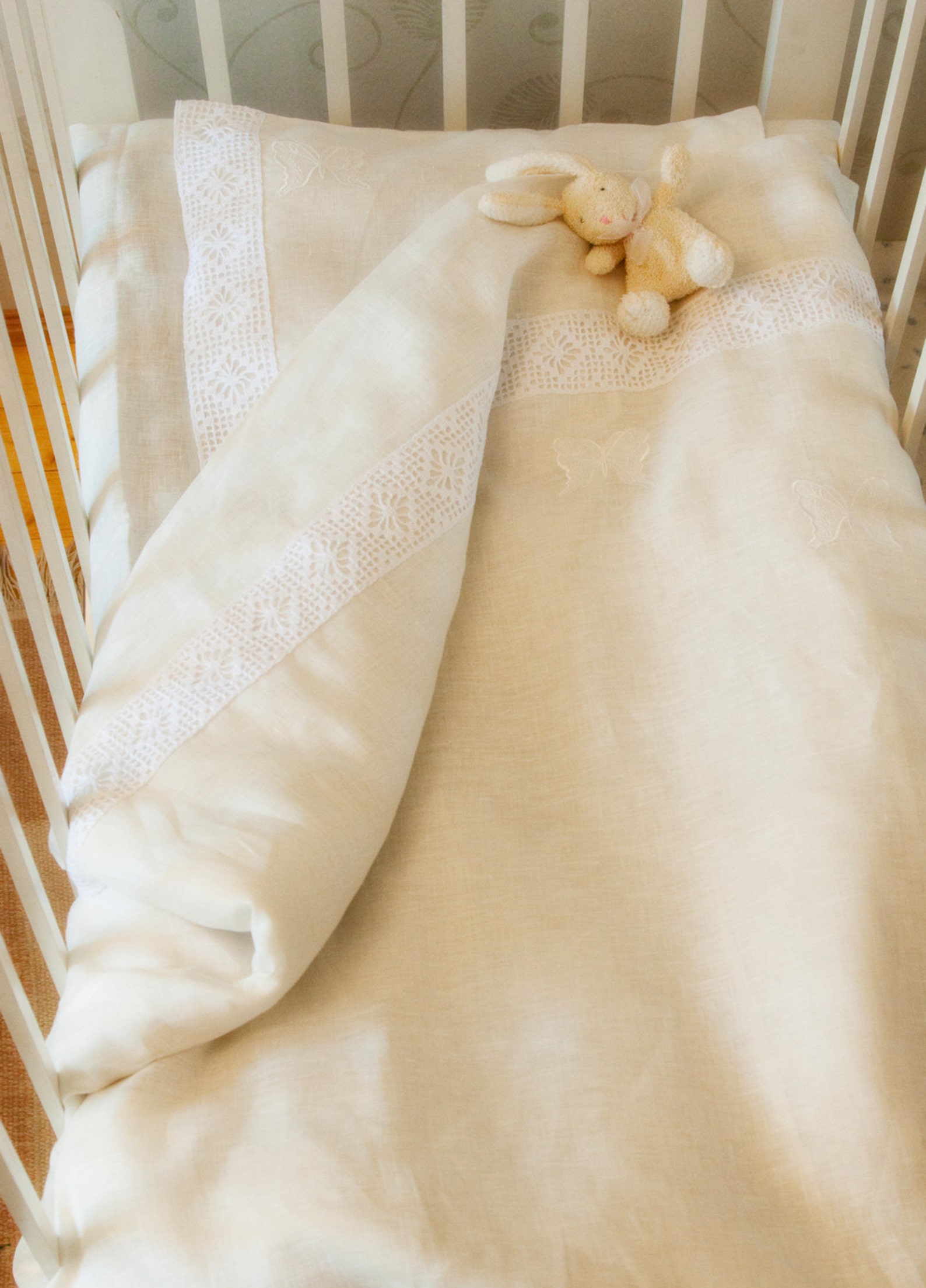 100 Linen Bedding Set 3 pcs Nursery Bedding Handmade Baby Etsy