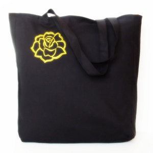 Bolsa de algodón negro, bolso de mano bordado, bolso reutilizable de comestibles bolso de mano de playa natural ecológico ENVÍO GRATIS