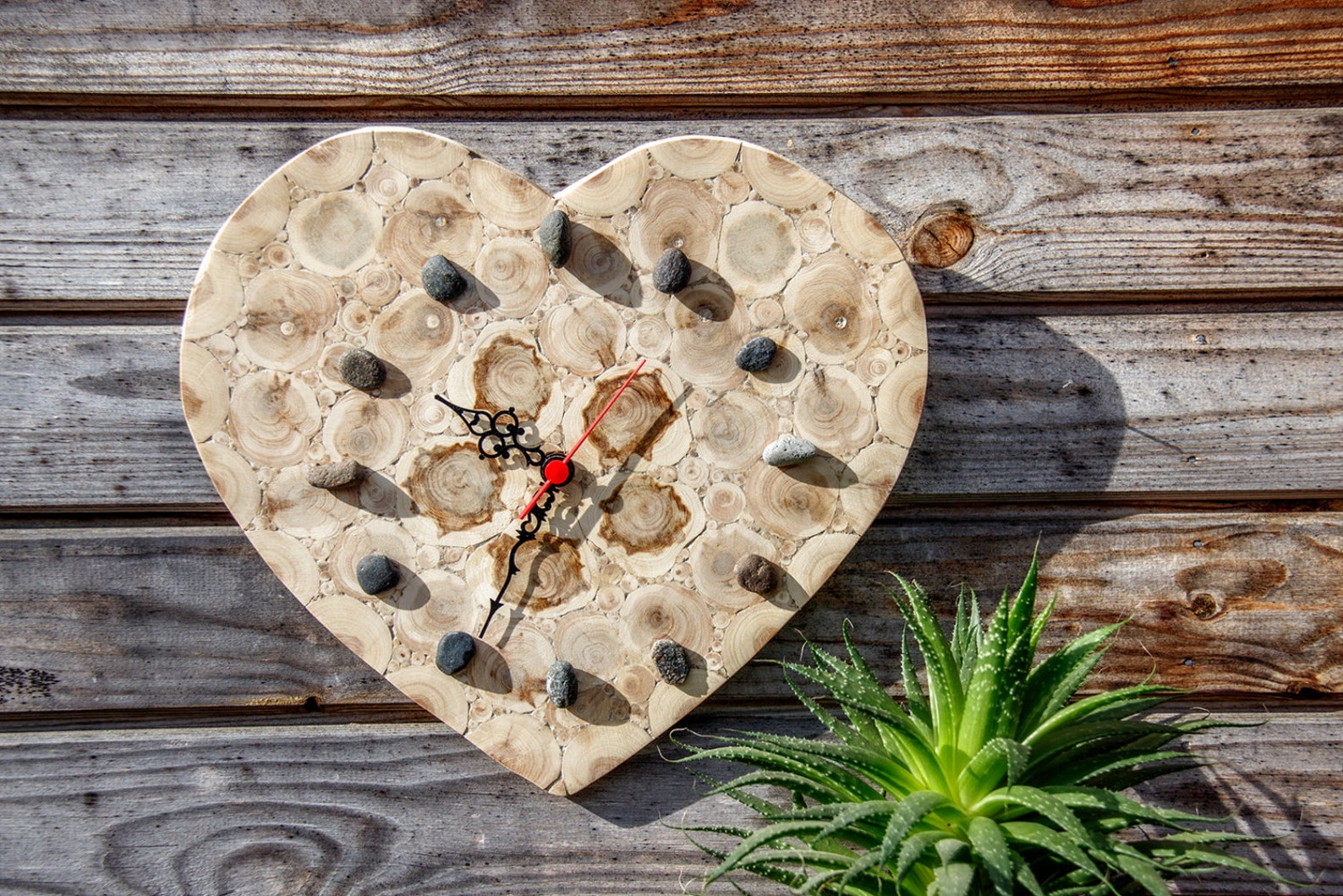 Juniper Wood Clock Natural Handmade Wall Clock Large Wooden Etsy