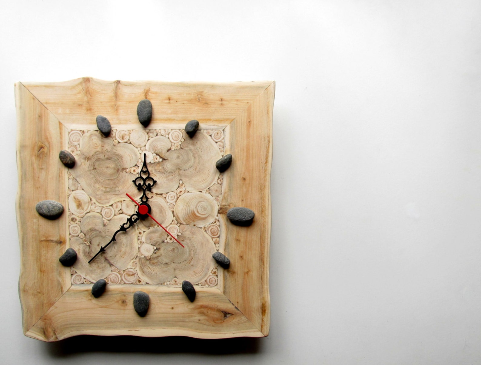 Juniper Wood Clock, Natural Handmade Wall Clock, Small Wooden Clock