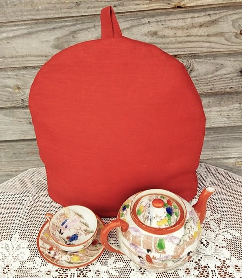 Dark Red Linen Coffee Pot Cozy Linen Cozy Natural Pure Etsy