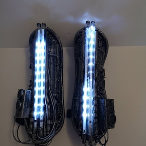 LED strobing lights cosplay cyberpunk cyborg costume arm.