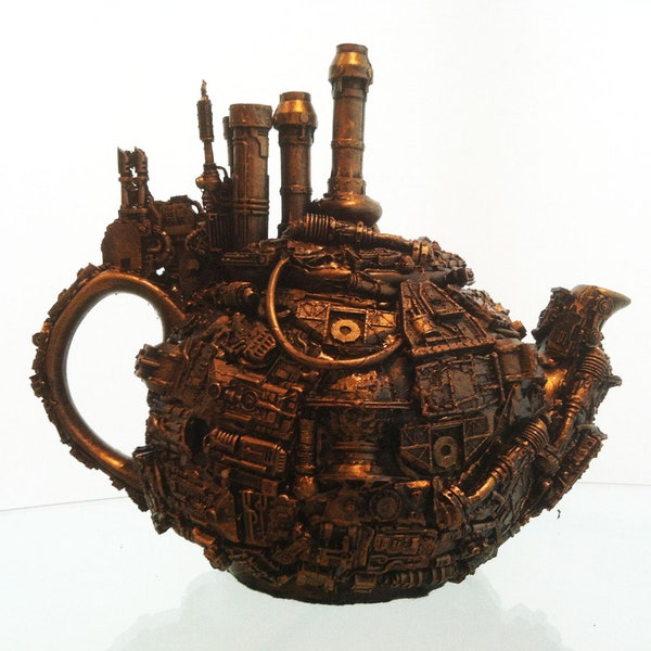 techno steampunk teapot sculpture