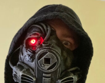 Cyberpunk dark Jedi resporator mask with bionic eye Cosplay piece 40k Star Wars  left sided