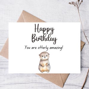 Otterly Incrível Lontra Bonita Cartão de Feliz Aniversário