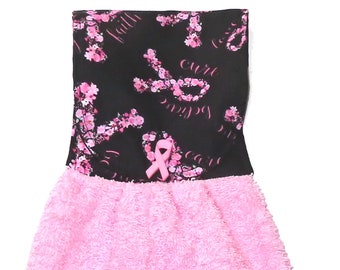 Cancer Awareness Ribbon Hand Towel: Survivor Gift
