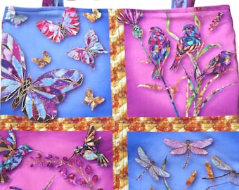Mosaic Butterflies Tote Bag: Cotton Canvas With Inner Pockets - Etsy