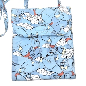 Genie Quilted Cotton Mini Purse with Adjustable Strap, Shoulder Bag, Cross Body Bag, Aladdin Disney Movie