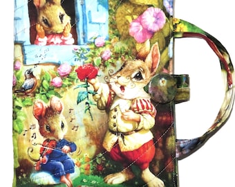 Bunny Love Quilted Book Cover: Paperback & Hardcover Protector, Fits Books up to 9.5" x 6.5" x 2", Easter Bunnies
