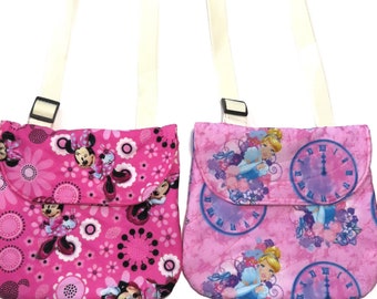 Small Disney Purse with Adjustable Shoulder Strap, Minnie Mouse or Cinderella