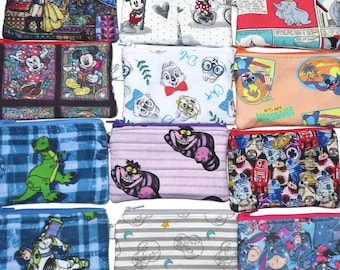 Disney Coin Purse, Fabric Choice, Handcrafted, Key Ring,Stitch, Bambi, Mickey Mouse, Chip & Dale, Dumbo, Cheshire Cat