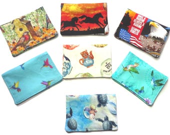 Fabric Credit Card Wallet: Gnomes, Books, Cats, Horses