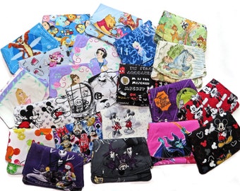 Credit Card Disney Wallet with Snap Closure, Quilted Quality, 3 Pockets, Woody, Pooh, Villainess, Jack Skellington, Mickey Minnie Mouse