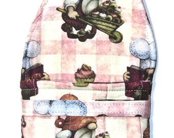 Large Teabag Shaped Tea Bag Wallet in Baker Gnomes Fabric, Quilted, Handcrafted, Nothing Falls Out, Secure Hold, Tea