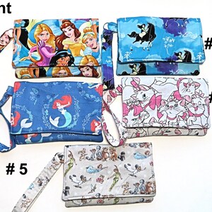 Disney Characters Wristlet With Magnetic Snap Closure, Phone Pocket, Bill Section, Three Credit ...
