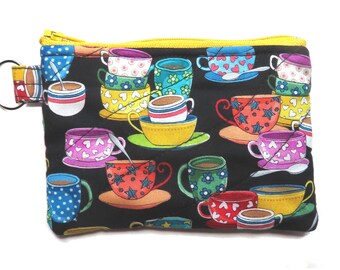 Handcrafted Quilted Coin Purse: Zippered Key Ring Wallet, Fabric Choice