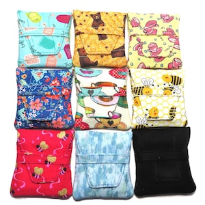 Cartera pequeña con forma de bolsita de té, acolchada, tela de su elección, hecha a mano, nada se cae, tazas de té, bolsitas de té, tazas de té, abejas de miel
