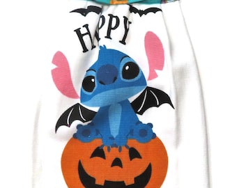 Stitch Single Hand Towel: Linen and Terry Cloth Towel, Disney Halloween