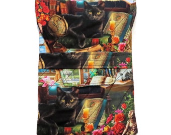 EReader Quilted Sleeve, Small 8.25" x 6.25"  Book Sleeve, Quilted, Padded for  Kindle, EReaders, iPads or Books  Mystical Black Cats