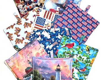 Patriotic Hot Pad, Your Choice of ONE Heavy Duty, Thick Pot Holder, RTS, American Flags, Lighthouses, Bears and Puppies