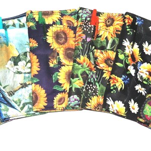 Funda para chequera o billetera con cierre de botón a juego, a elección: girasoles, tortugas, globos aerostáticos o pájaros azules