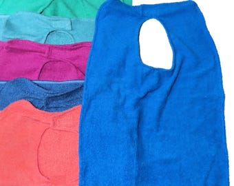 Adult Bib Made With Quick Dry Terry Cloth,Adult Small or Large Clothing Protector, Color Choice
