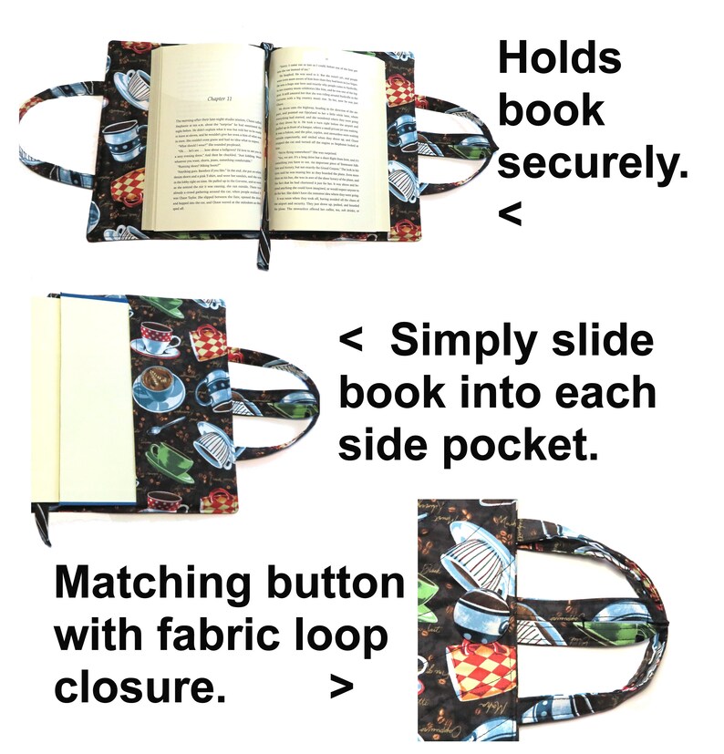 Bunny Love Quilted Book Cover: Paperback & Hardcover Protector, Fits Books up to 9.5" x 6.5" x 2", Easter Bunnies image 3