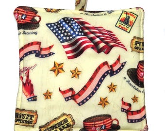 Patriotic USA Flag Hot Pad or Hand Towel: Justice Theme