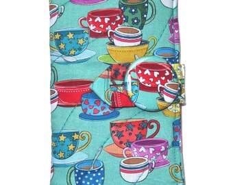Quilted Tea Bag Wallet: English Tea Time, Four Pocket Handcrafted Pouch