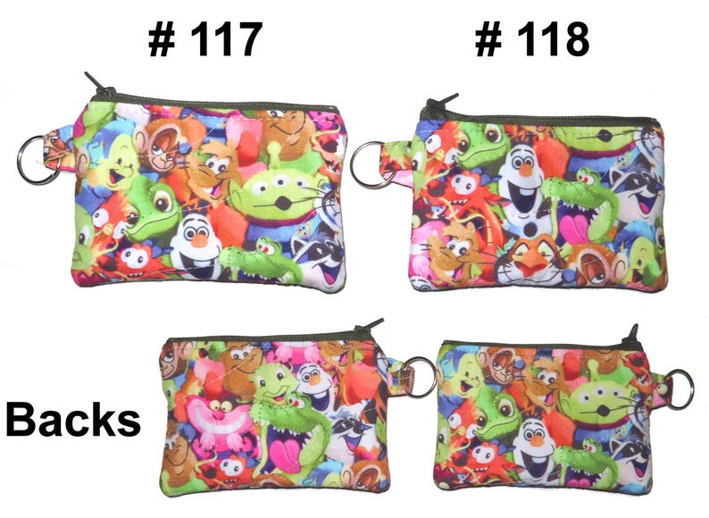 Disney Coin Purse, Fabric Choice, Handcrafted, Key Ring,Stitch, Bambi, Mickey Mouse, Chip & Dale, Dumbo, Cheshire Cat image 8