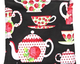 Tea Roses Hot Pad, ONE Heavy Duty, Thick Pot Holder, LAST ONE: Red Rose Tea Time