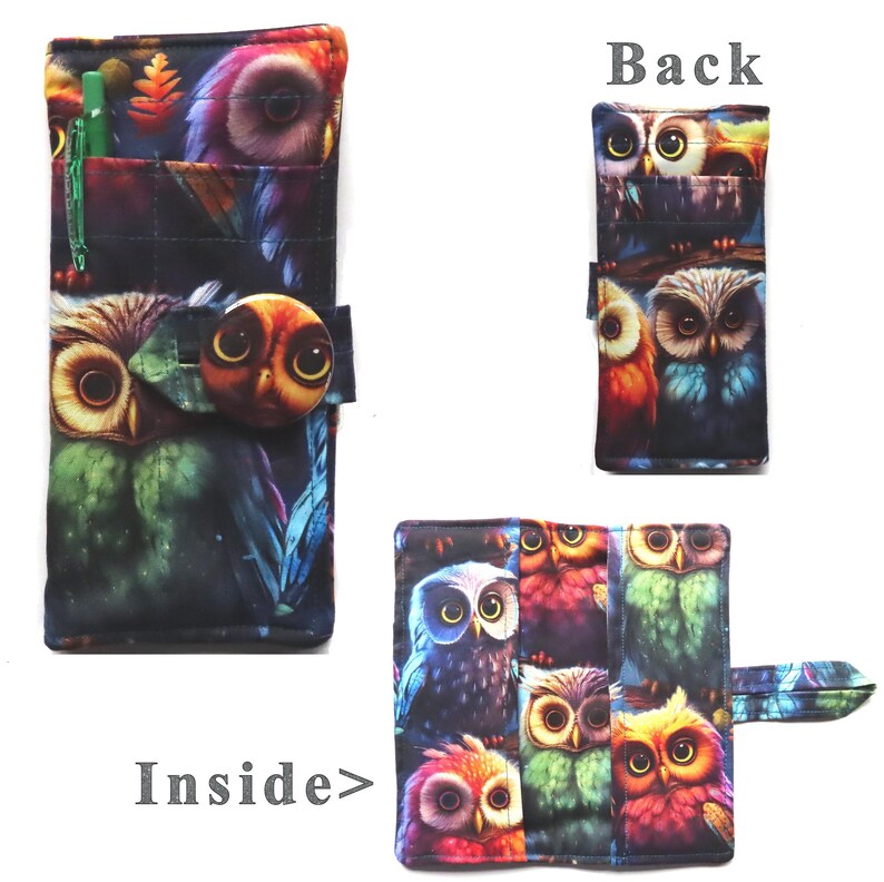 Owls Quilted Coin Purse, Cosmetic Bag or Checkbook Cover Choice Checkbook Cover